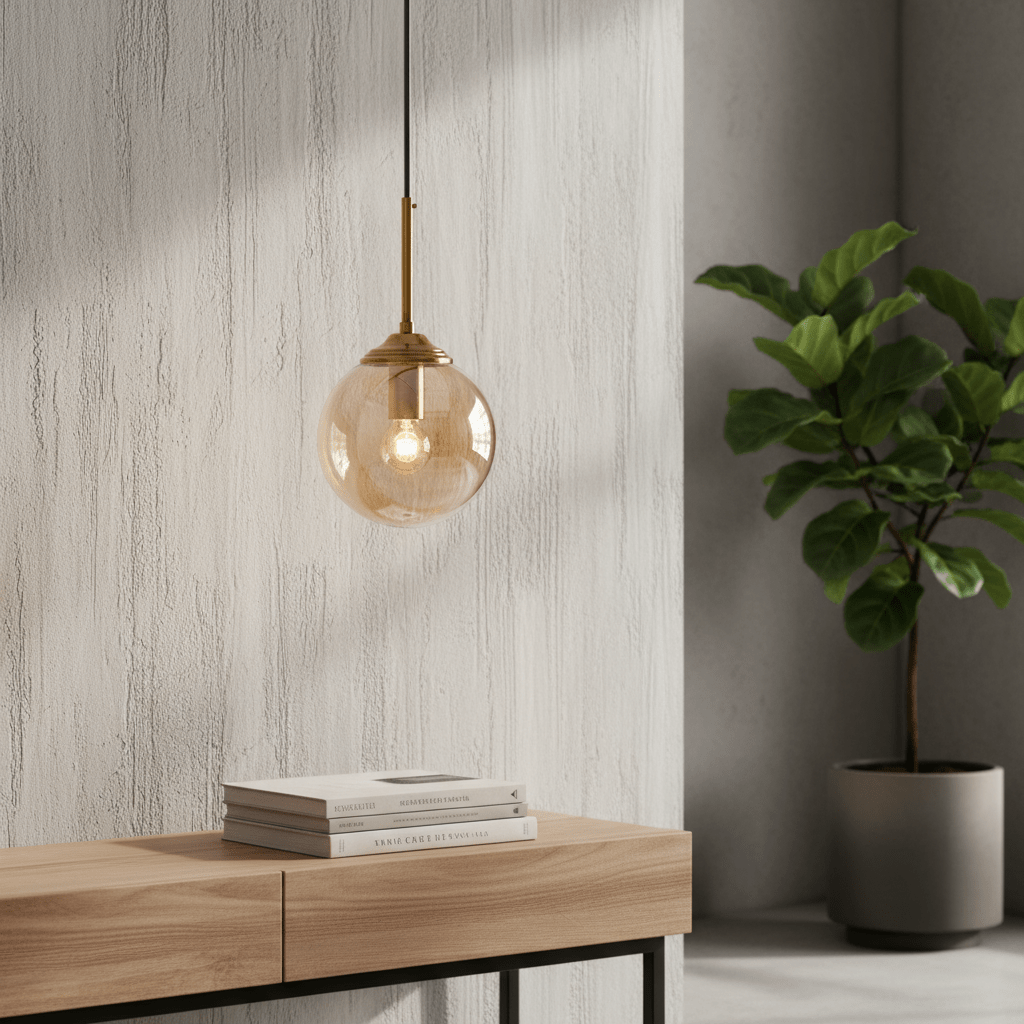 Suspension Luminaire Boule Verre Design Moderne & Élégant | Sphère Céleste - Designix Suspension luminaire Or | Ambre | Avec Anneau