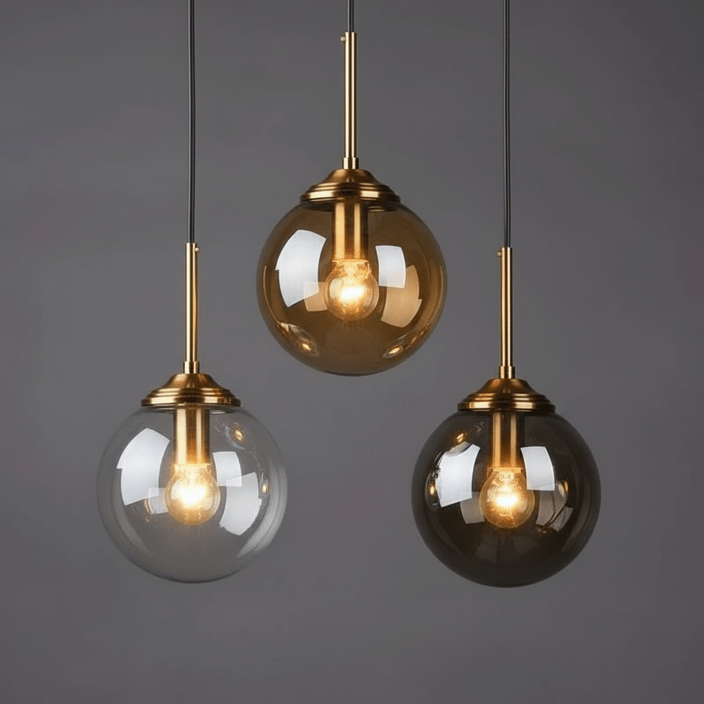 Suspension Luminaire Boule Verre Design Moderne & Élégant | Sphère Céleste - Designix Suspension luminaire Or | Ambre | Avec Anneau