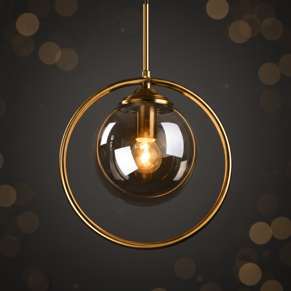 Suspension Luminaire Boule Verre Design Moderne & Élégant | Sphère Céleste - Designix Suspension luminaire Or | Ambre | Avec Anneau