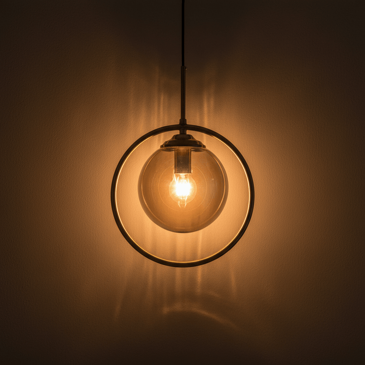 Suspension Luminaire Boule Verre Design Moderne & Élégant | Sphère Céleste - Designix Suspension luminaire Or | Ambre | Avec Anneau