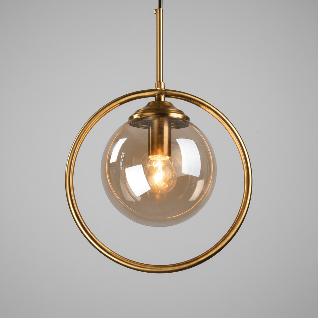 Suspension Luminaire Boule Verre Design Moderne & Élégant | Sphère Céleste - Designix Suspension luminaire Or | Ambre | Avec Anneau