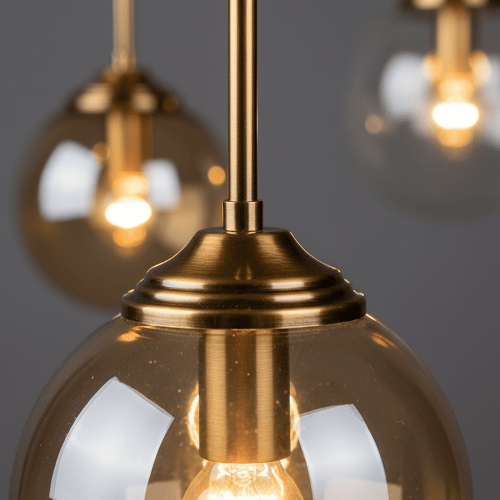 Suspension Luminaire Boule Verre Design Moderne & Élégant | Sphère Céleste - Designix Suspension luminaire Or | Ambre | Avec Anneau