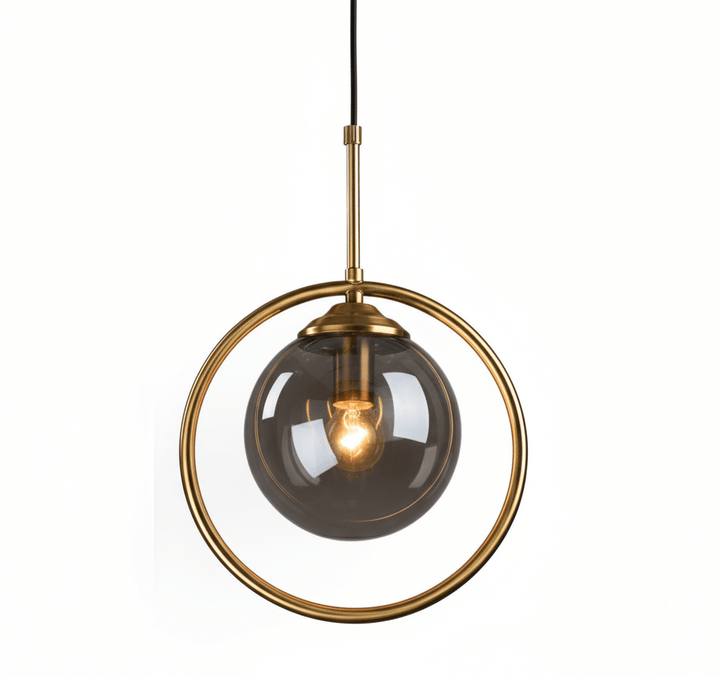Suspension Luminaire Boule Verre Design Moderne & Élégant | Sphère Céleste - Designix Suspension luminaire Or | Fumé | Avec Anneau
