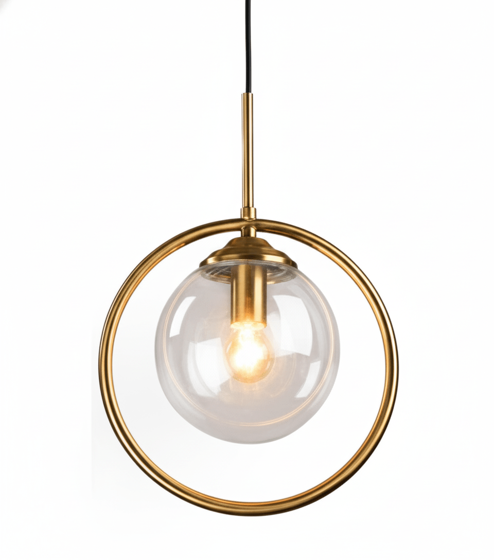Suspension Luminaire Boule Verre Design Moderne & Élégant | Sphère Céleste - Designix Suspension luminaire Or | Transparent | Avec Anneau