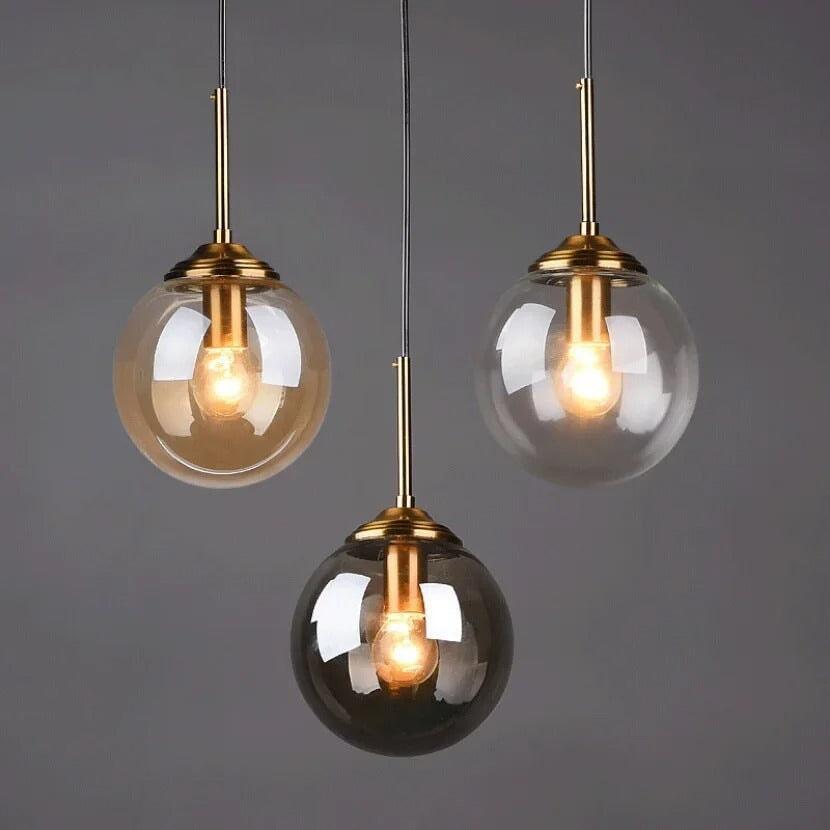 Suspension Luminaire Boule Verre | Sphère Céleste - Designix Suspension luminaire Or | Ambre | Avec Anneau