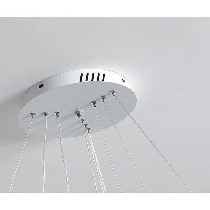 Suspension Luminaire Cercle | Lueur Aurorale - Designix Suspension luminaire Blanc 40 60cm | 50W | 2 anneaux Lumière Chaude