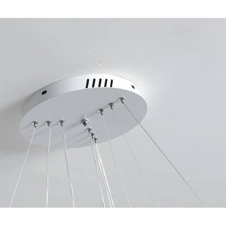 Suspension Luminaire Cercle | Lueur Aurorale - Designix Suspension luminaire Blanc 40 60cm | 50W | 2 anneaux Lumière Chaude