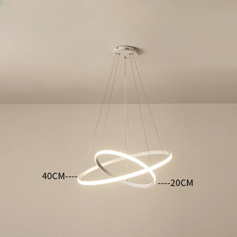Suspension Luminaire Cercle | Lueur Aurorale | Designix - Suspension luminaire Blanc 20 40cm | 30W | 2 anneaux Lumière Chaude - https://designix.fr/