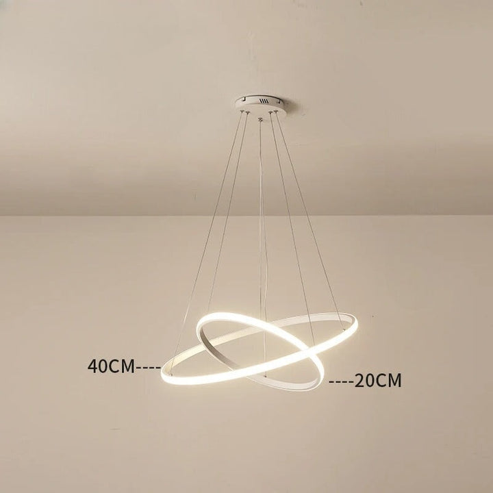 Suspension Luminaire Cercle | Lueur Aurorale | Designix - Suspension luminaire Blanc 20 40cm | 30W | 2 anneaux Lumière Chaude - https://designix.fr/