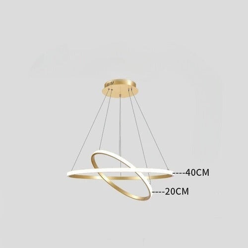 Suspension Luminaire Cercle | Lueur Aurorale | Designix - Suspension luminaire Or 20 40cm | 30W | 2 anneaux Lumière Chaude - https://designix.fr/