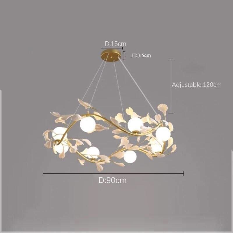 Schéma coté du luminaire avec diamètre 90 cm et hauteur réglable 120 cm