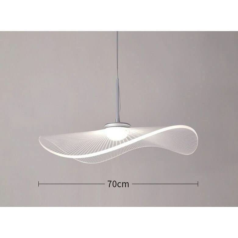 Schéma de dimensions indiquant un diamètre de 70 cm, abat-jour irisé