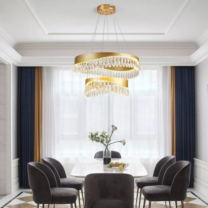 Suspension Luminaire Moderne | Essence Lustrée - Designix Suspension luminaire 1 Anneau | Diamètre 40cm Or Blanc Chaud