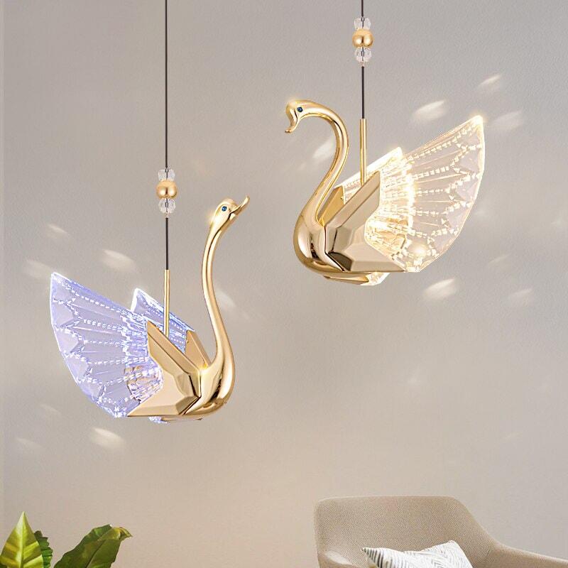 Suspension Luminaire Original Cygne | Rêve Étincelant - Designix Suspension luminaire Bleu | Courbée