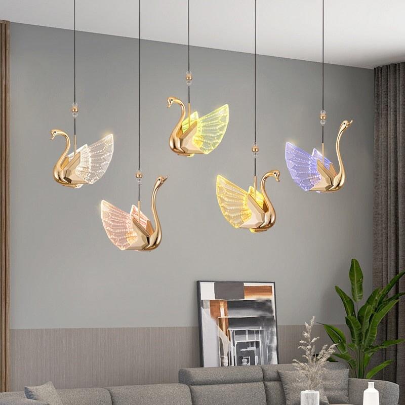 Suspension Luminaire Original Cygne | Rêve Étincelant - Designix Suspension luminaire Bleu | Courbée