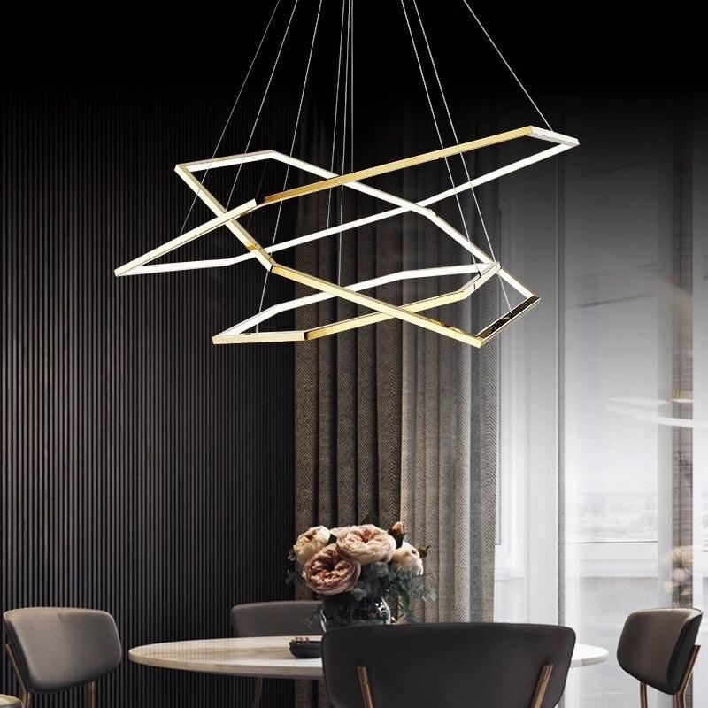 Suspension Luminaire Salle à Manger | Éclat d'Étoile - Designix Suspension luminaire Diamètre 80cm | 3 Anneaux Blanc Chaude Variable
