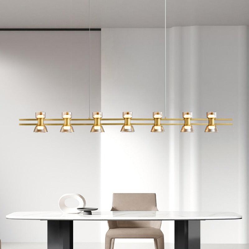 suspension-luminaire-salle-a-manger-tendance | Designix - Suspension Luminaire Or 140 cm - https://designix.fr