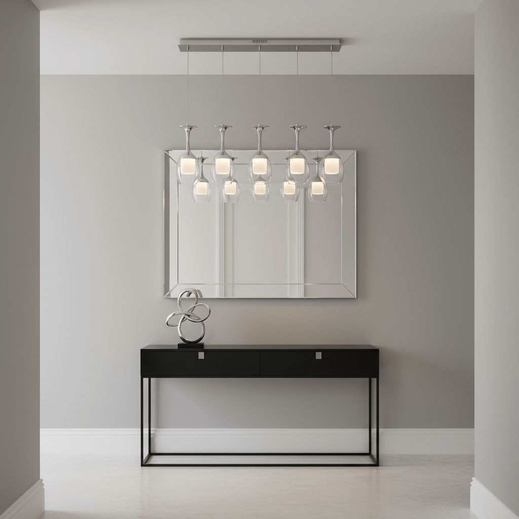 Suspension Luminaire Verre à Vin | Esprit Vinicole - Designix Suspension luminaire Argent 1 verre Blanc Froid (6000 - 6500K)