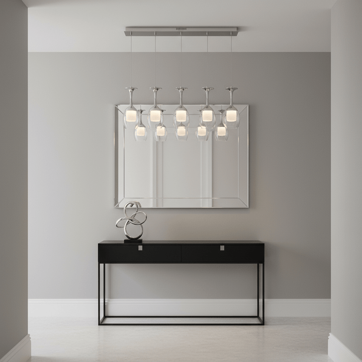 Suspension Luminaire Verre à Vin | Esprit Vinicole - Designix Suspension luminaire Argent 1 verre Blanc Froid (6000 - 6500K)