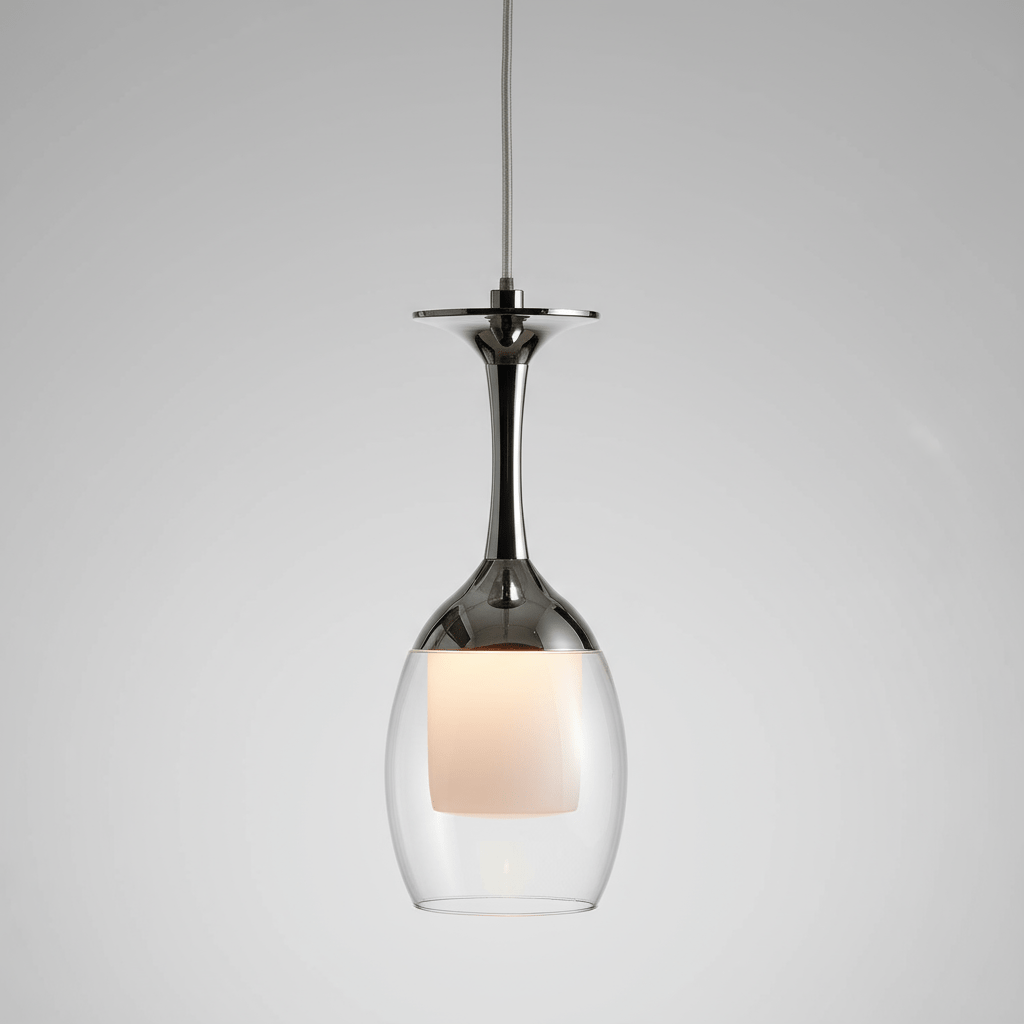 Suspension Luminaire Verre à Vin | Esprit Vinicole - Designix Suspension luminaire Argent 1 verre Blanc Froid (6000 - 6500K)