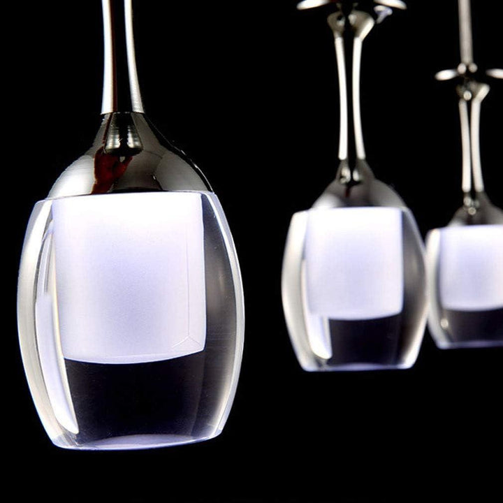 Suspension Luminaire Verre à Vin | Esprit Vinicole - Designix Suspension luminaire Argent 1 verre Blanc Froid (6000 - 6500K)