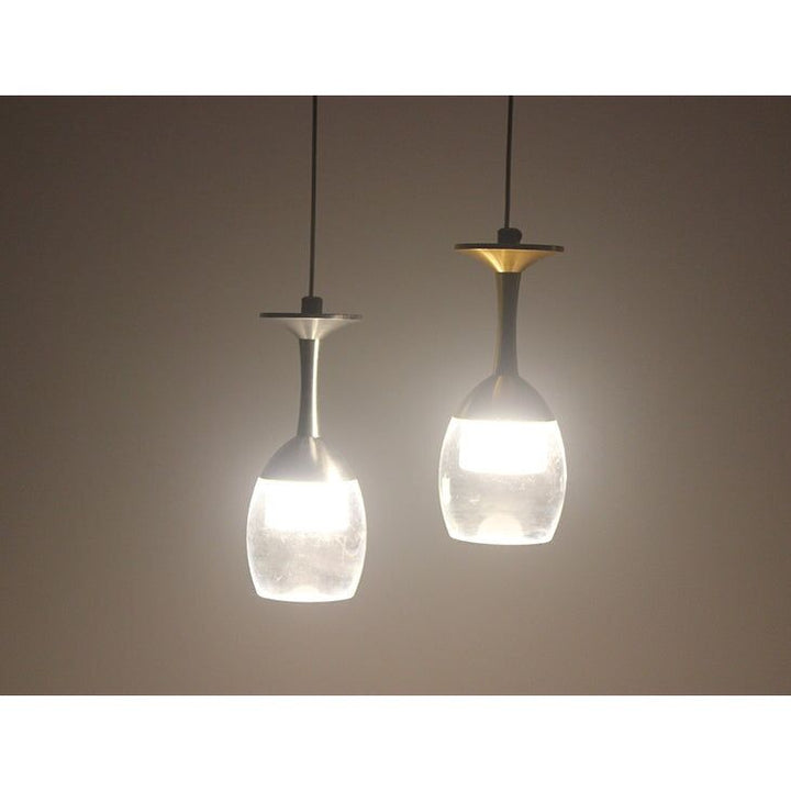 Suspension Luminaire Verre à Vin | Esprit Vinicole - Designix Suspension luminaire Argent 1 verre Blanc Froid (6000 - 6500K)