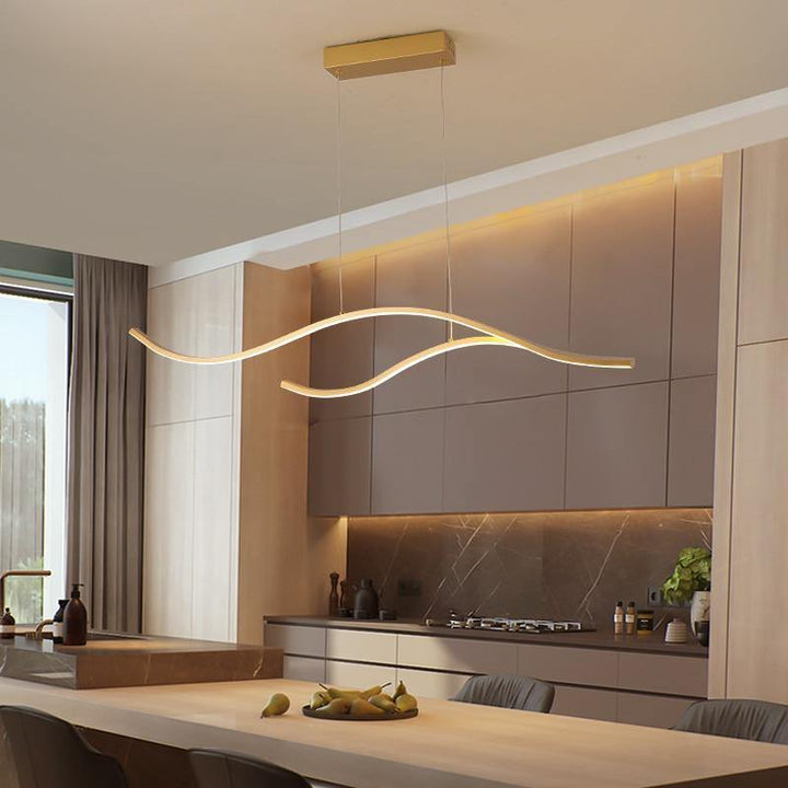 Suspension Luminaire XXL | Tela - Designix Suspension Luminaire Or 2 Vagues