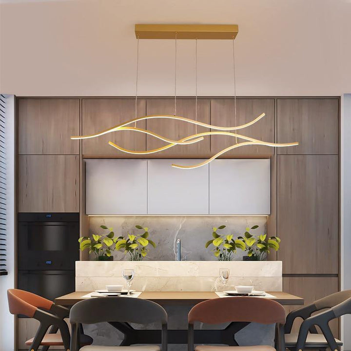 Suspension Luminaire XXL | Tela - Designix Suspension Luminaire Or 4 Vagues