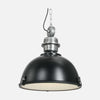 Suspension métal noir industriel, dôme Ø 42 cm à verre, cuisine | Bikkel