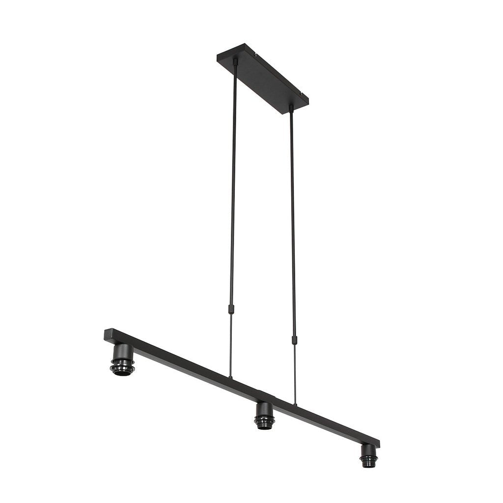Suspension Noir 3 Lumières Velours Bleu | Taro - Designix Suspension Luminaire