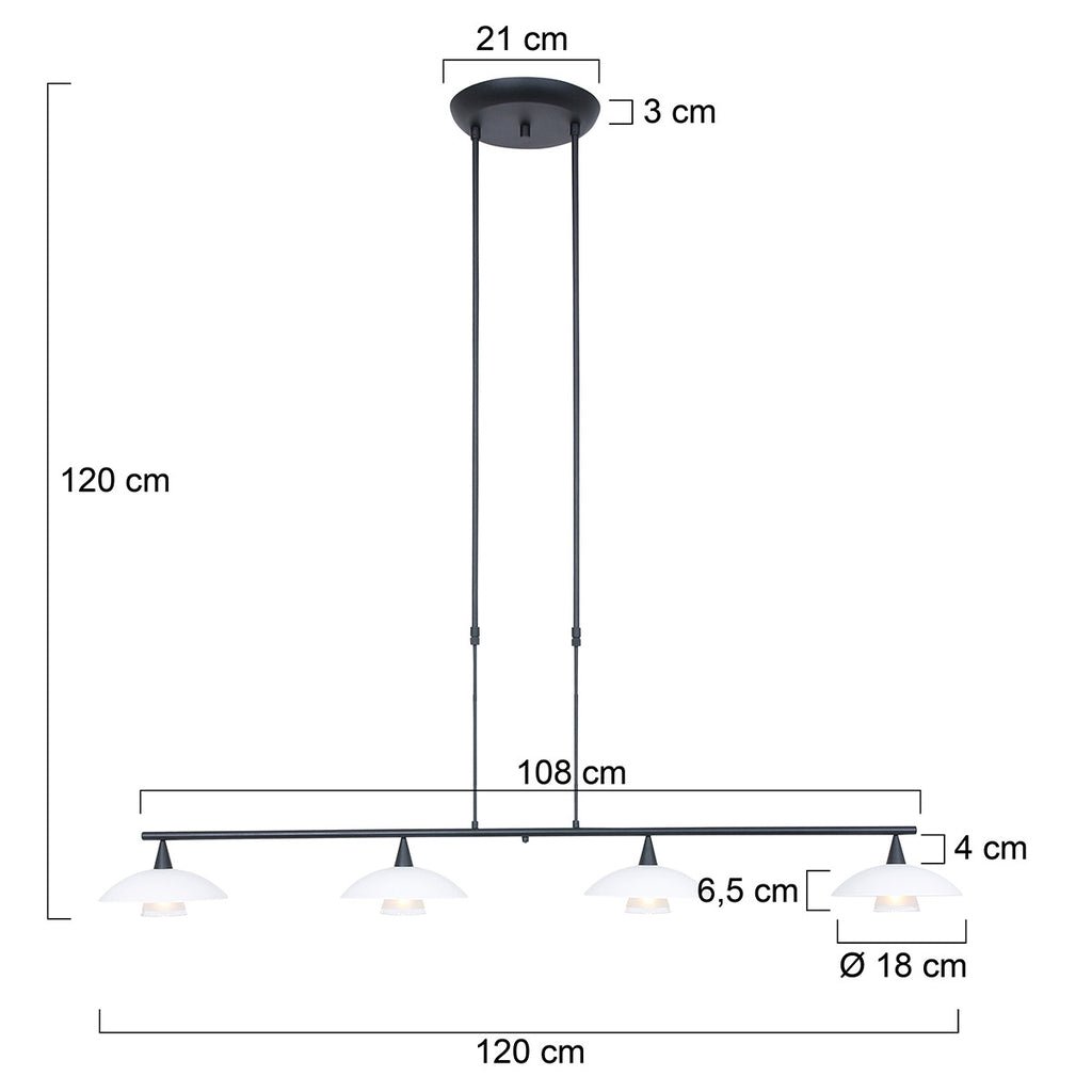 Suspension Noir LED 4 Lumières | Zaro - Designix Suspension Luminaire