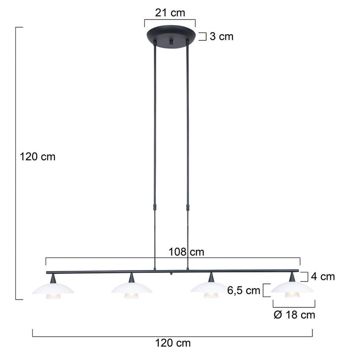 Suspension Noir LED 4 Lumières | Zaro - Designix Suspension Luminaire