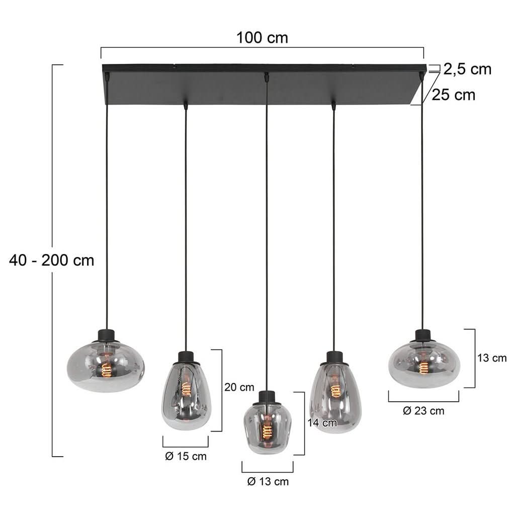 Suspension Noire Élégante 5 Lumières | Uory - Designix Suspension Luminaire