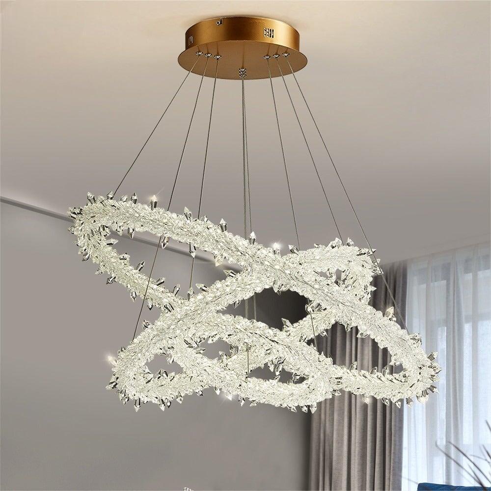 Suspension Salle à Manger | Sérénité Scintillante - Designix Lustre Diamètre 30cm Blanc Chaud