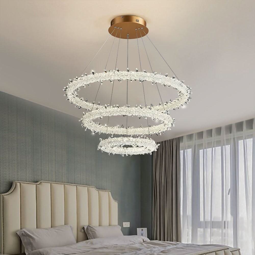 Suspension Salle à Manger | Sérénité Scintillante - Designix Lustre Diamètre 30cm Blanc Chaud