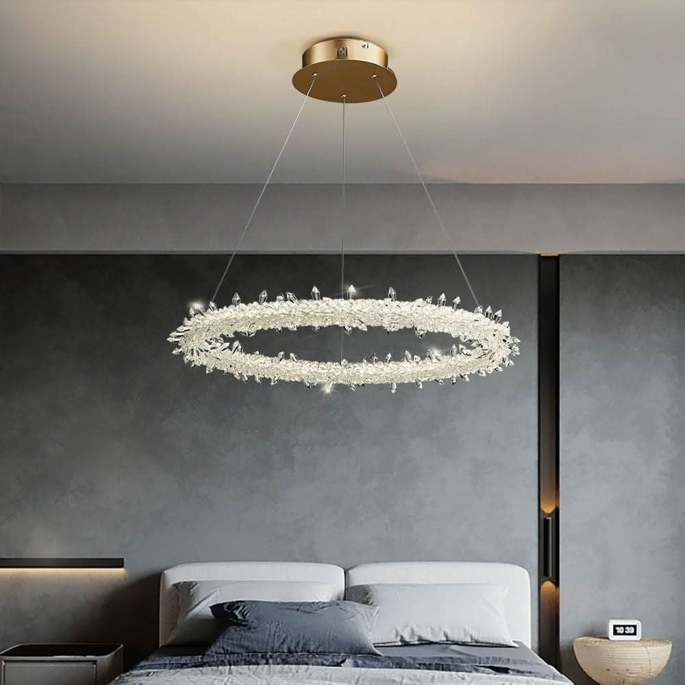 Suspension Salle à Manger | Sérénité Scintillante - Designix Lustre Diamètre 30cm Blanc Chaud