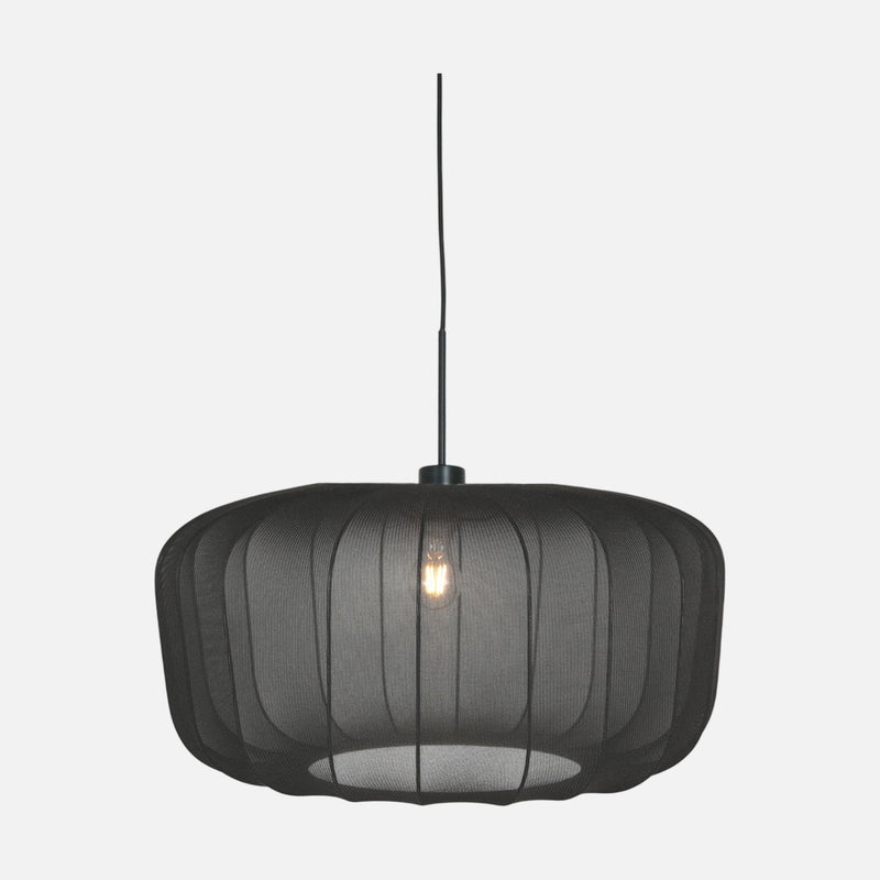 Suspension tambour noir voile, abat-jour bombé Ø 60 cm | Vellum
