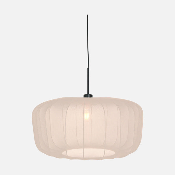 suspension en tissu blanc plissé, abat-jour ovale Ø 60 cm | Velina