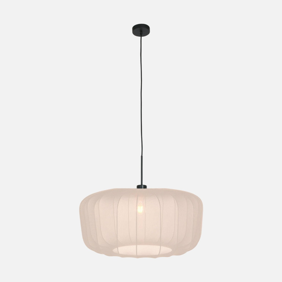 suspension en tissu blanc plissé, abat-jour ovale Ø 60 cm | Velina