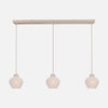 Suspension travertin et lin, 3 abat-jour crème Ø 21 cm | Travino
