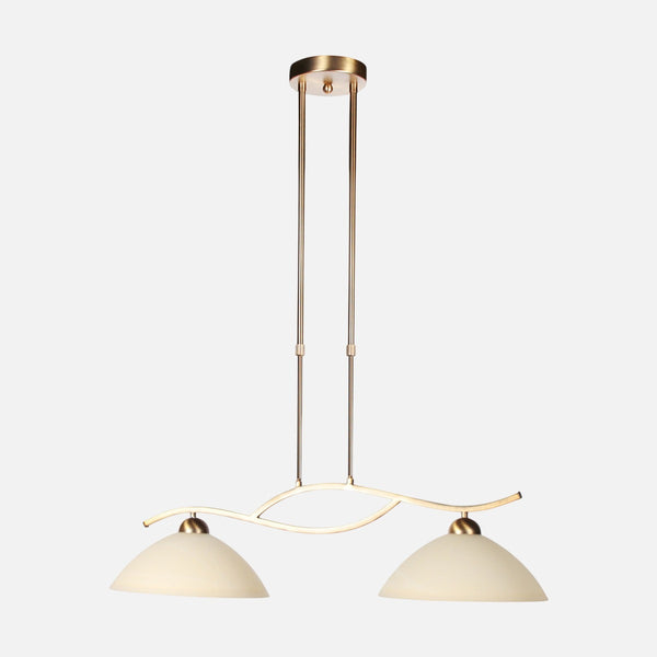 Suspension verre ambré classique, 2 lampes pour salle à manger | Anthea