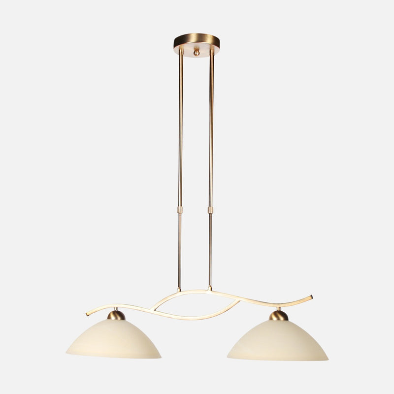 Suspension verre ambré classique, 2 lampes pour salle à manger | Anthea