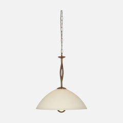 suspension verre marbré crème, abat-jour dôme Ø45 bronze, salle à manger | Anthéa