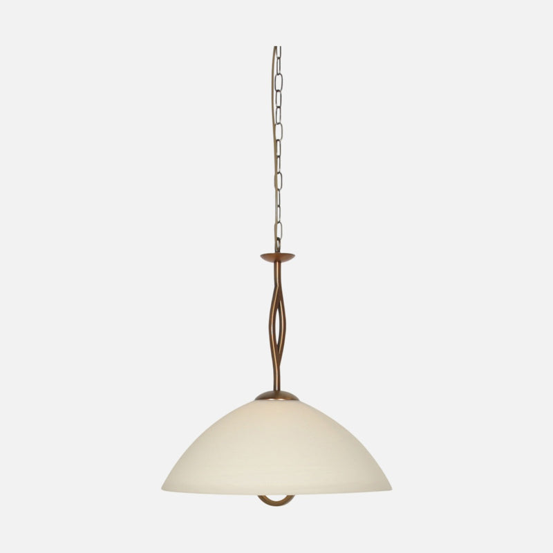 suspension verre marbré crème, abat-jour dôme Ø45 bronze, salle à manger | Anthéa