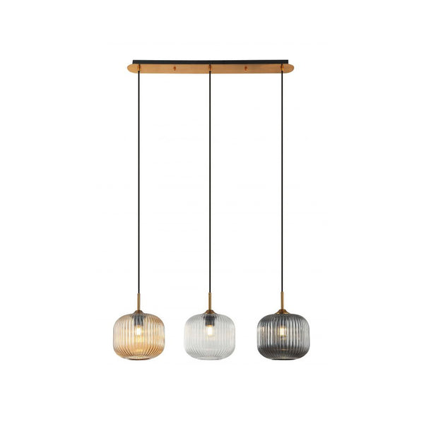 Suspension ZAMBELIS 3xE27 DESIGN Champagne et Laiton Sans Source 22074