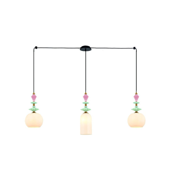 Suspension ZAMBELIS 3xE27 DESIGN Noir Sable et Laiton Sans Source 22153
