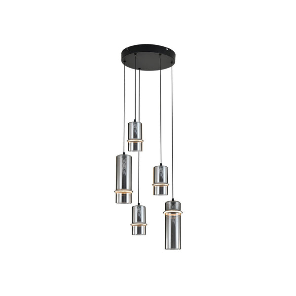 Suspension ZAMBELIS D300 20W Dimmable DESIGN Verre Fume et Noir Sable 2535