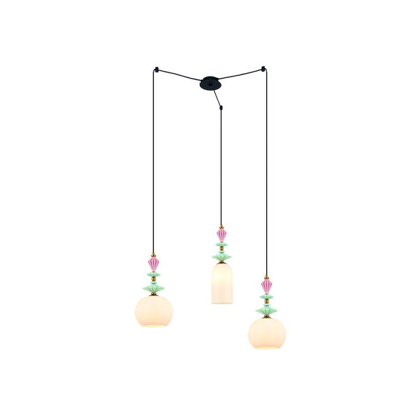 Suspension ZAMBELIS D800 3xE27 DESIGN Noir Sable et Laiton Sans Source 22152