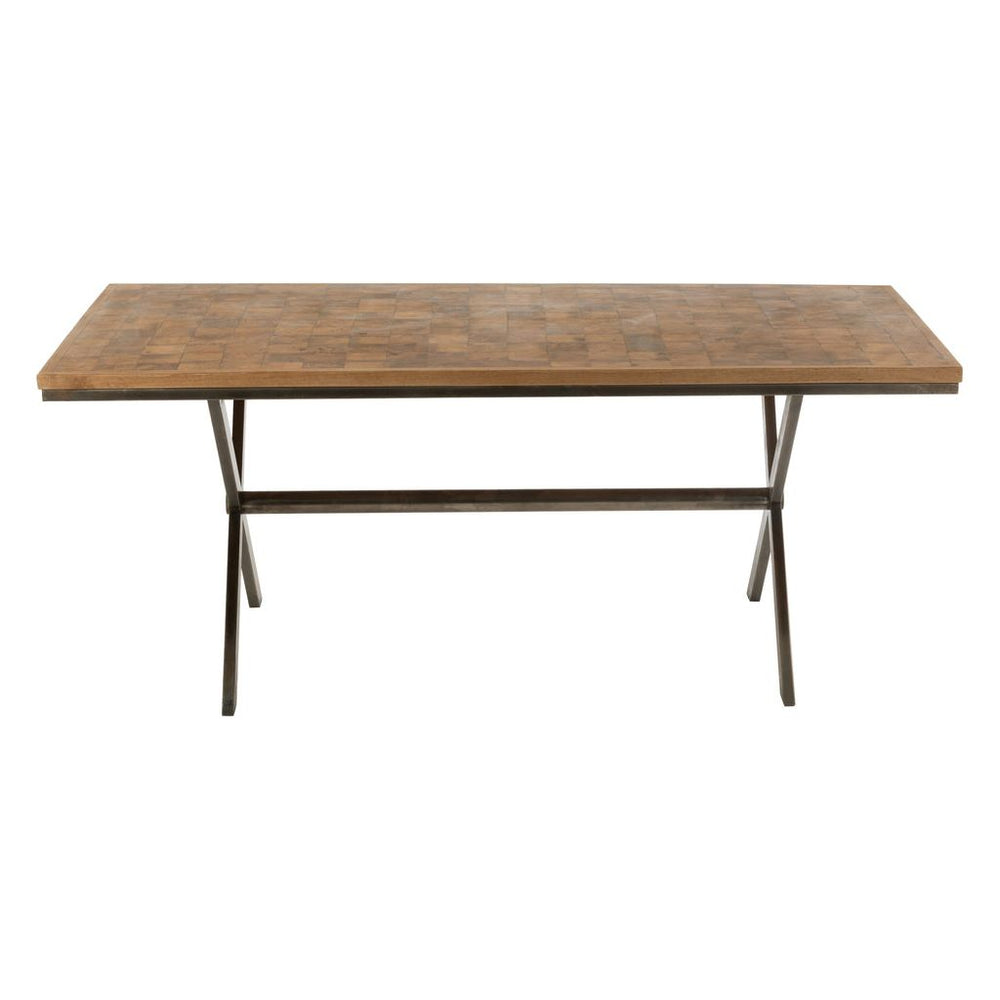 Table Yoni en métal/bois de manguier naturel/gris | Designix -     - https://designix.fr