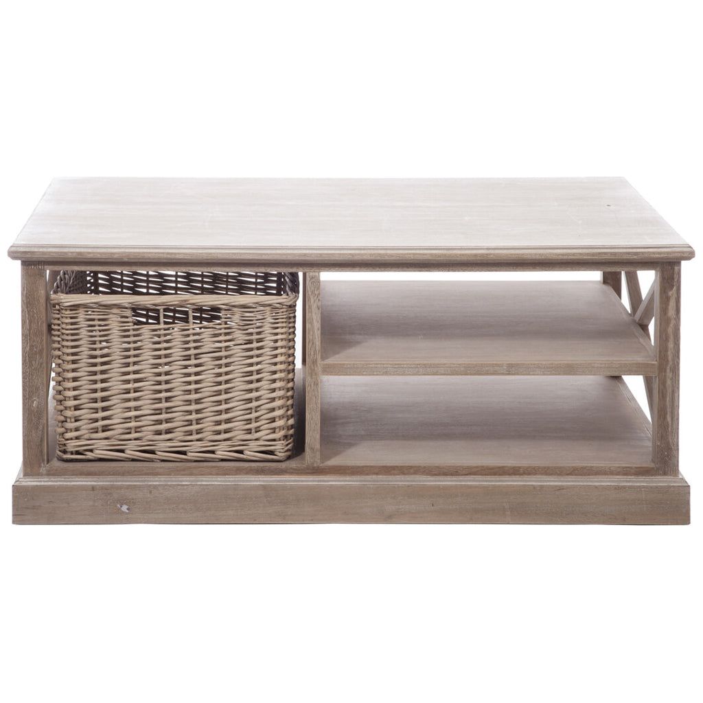Table Basse Bois Gris Avec Étagères - Designix